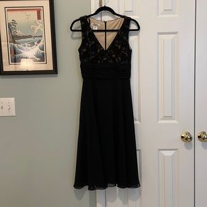 Black midi dress with lace and beading detail